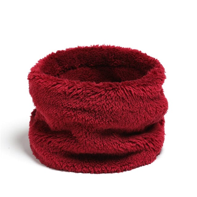 Women's Cashmere Soft & Plush Solid Color Thick Collar Scarf  Pioneer Kitty Market Burgundy Red  