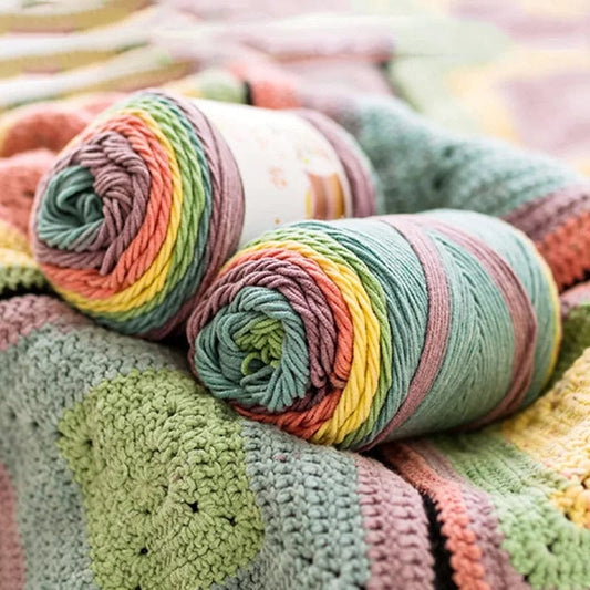 Rainbow Dyed Cotton-Acrylic Yarn  Pioneer Kitty Market   