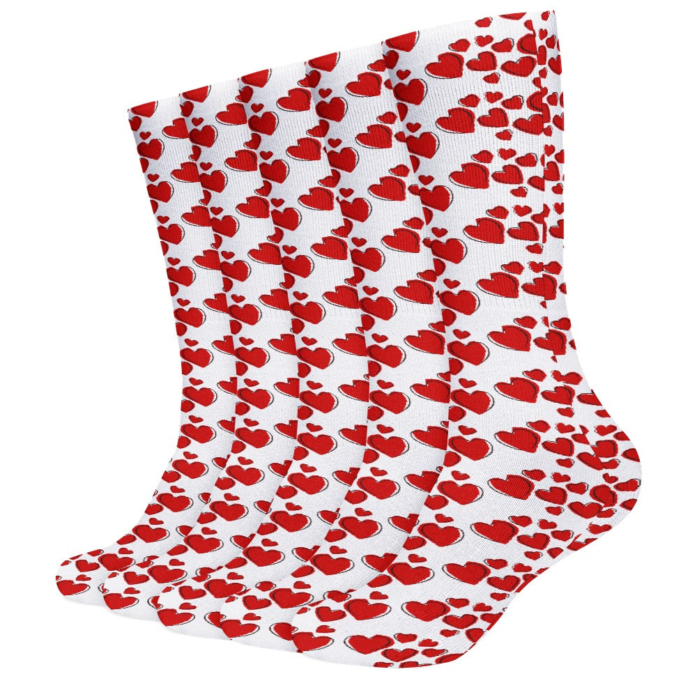 Dancing Hearts Breathable Stocking Socks (Pack of 5) Socks Pioneer Kitty Market   