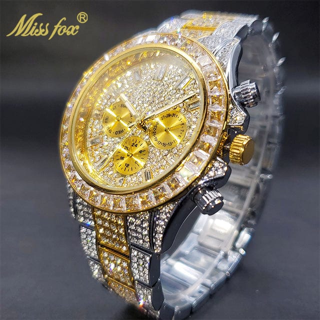 Men's Luxury Gold or Silver Waterproof Stainless Steel Watch Watches  Pioneer Kitty Market V298-Gold Silver  
