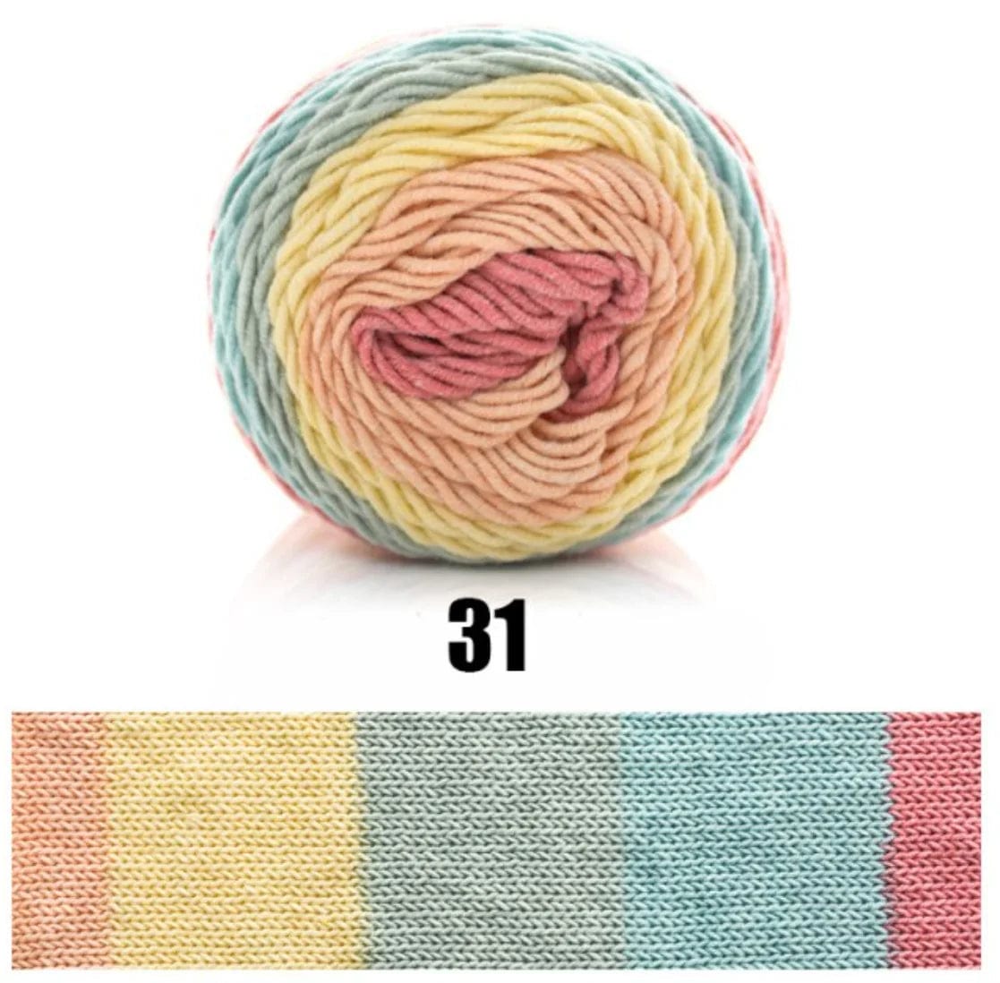 Rainbow Dyed Cotton-Acrylic Yarn  Pioneer Kitty Market Cheery Rainbow  