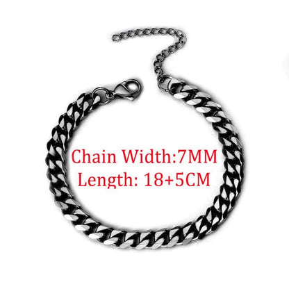 Keep It Simple Men's Cuban Chain Link Bracelet Jewelry Pioneer Kitty Market Black Gold 7MM  