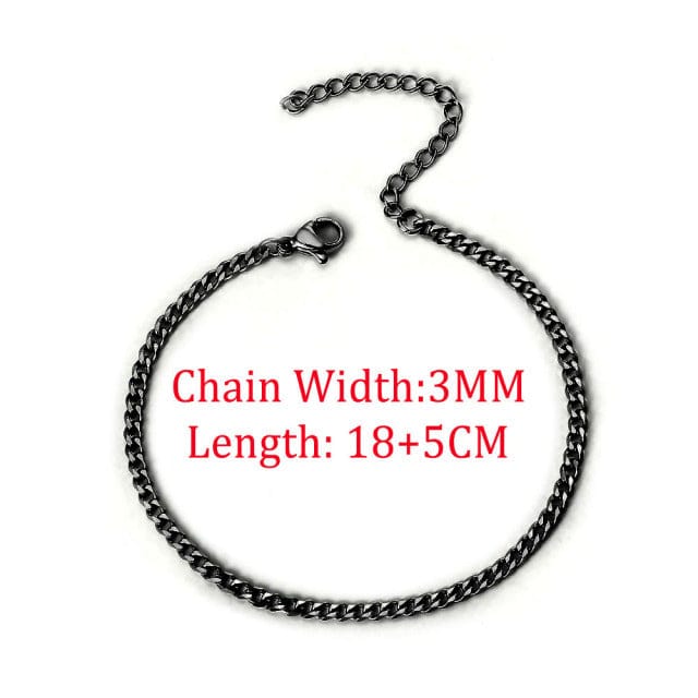 Keep It Simple Men's Cuban Chain Link Bracelet Jewelry Pioneer Kitty Market Black Gold 3MM  