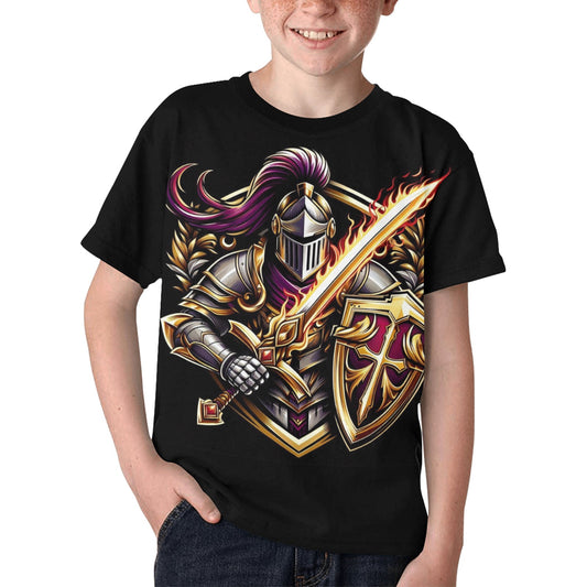 Kid's Bold Templar Knight T-shirt Shirts & Tops Pioneer Kitty Market Black XS 