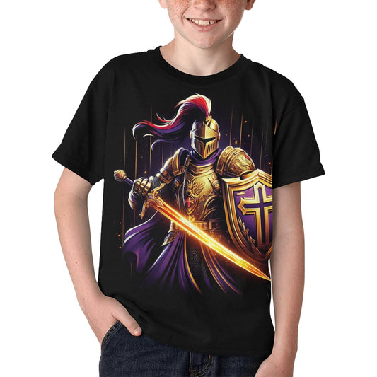 Kid's Bold Templar Warrior T-shirt Shirts & Tops Pioneer Kitty Market Black XS 