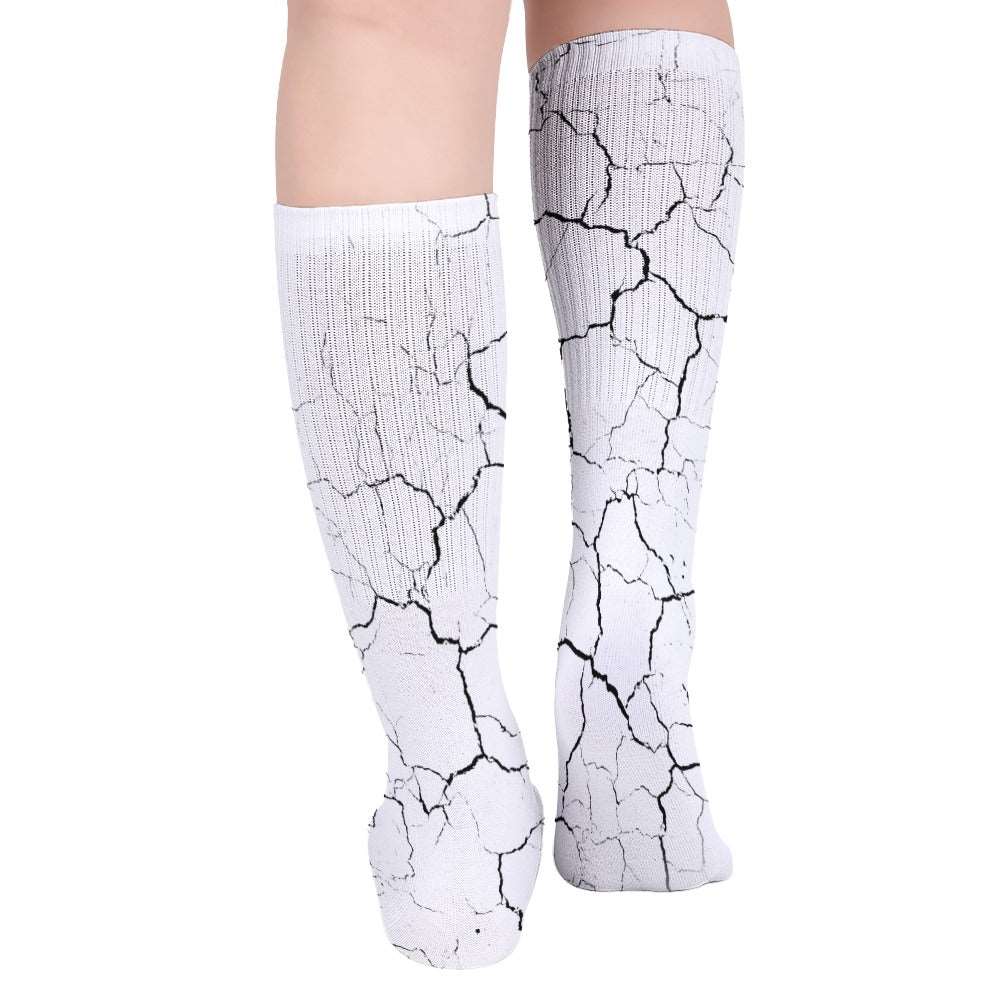 All Cracked Up Breathable Stocking Socks (Pack of 5) unisex white socks Inkedjoy   