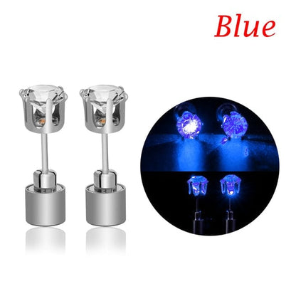 Light Me Up Women's LED Glowing Crystal Earrings Jewelry Pioneer Kitty Market Blue 1 Pair 