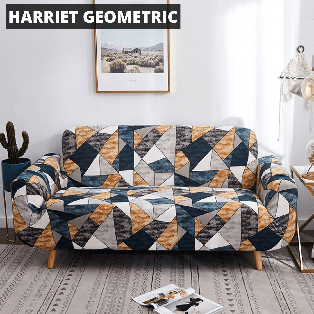 Printworks Stretch Sofa Cover Home Decor Pioneer Kitty Market Harriet Geometric 3-Seater: 190-235cm 