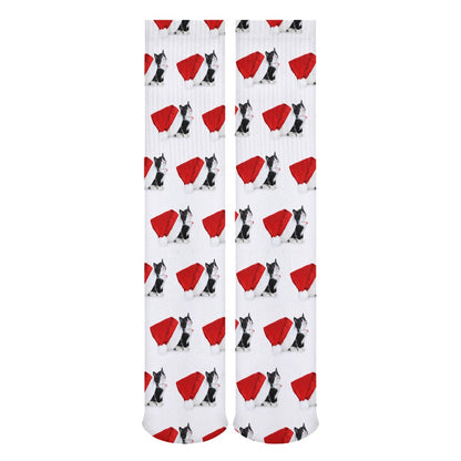 Tuxedo Kitty Christmas Breathable Stocking Socks (Pack of 5) Socks Pioneer Kitty Market   