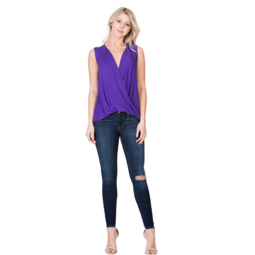 Loose Cross-Fit Purple Sleeveless Blouse Shirts & Tops Pioneer Kitty Market   