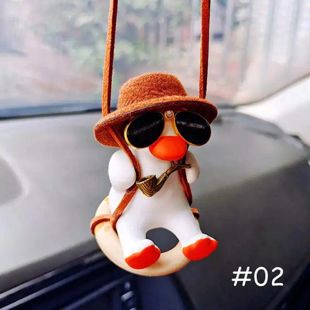 Hanging Car Pendant Cute Swinging Duck Ornament  Pioneer Kitty Market Brown Pipe Duck  