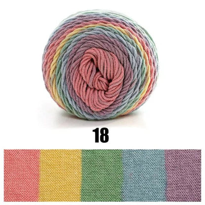Rainbow Dyed Cotton-Acrylic Yarn  Pioneer Kitty Market Traditional Rainbow  