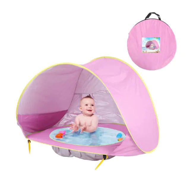 Baby Beach Pool & Tent (With Optional Swimming Ring)  Pioneer Kitty Market Pink  