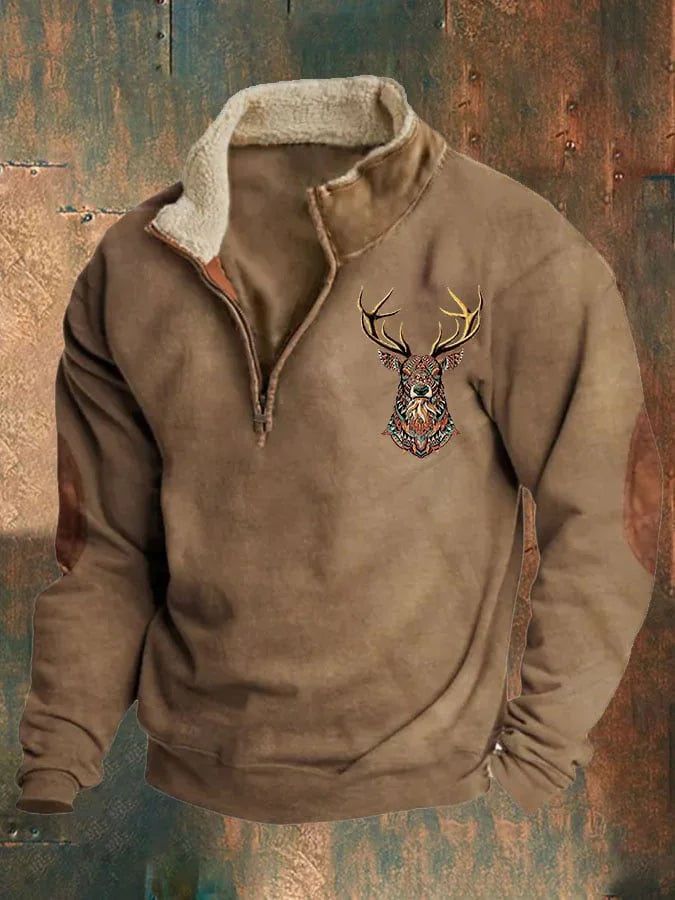 Men's Printed Half-Zip Fleece Sweater Pioneer Kitty Market