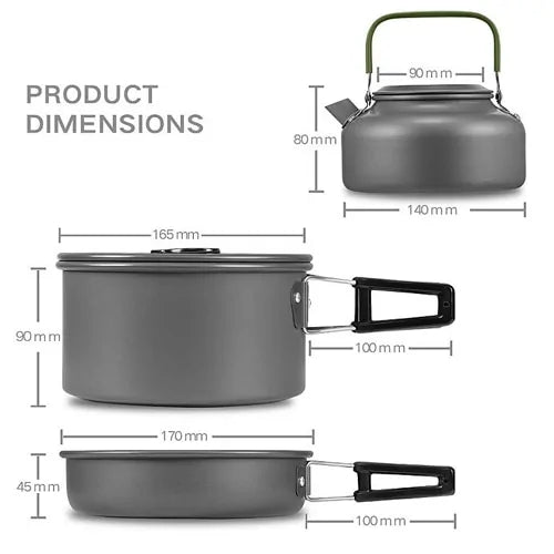 Convenient Camping Cookware Set cookware Pioneer Kitty Market Gray Cookware Set 