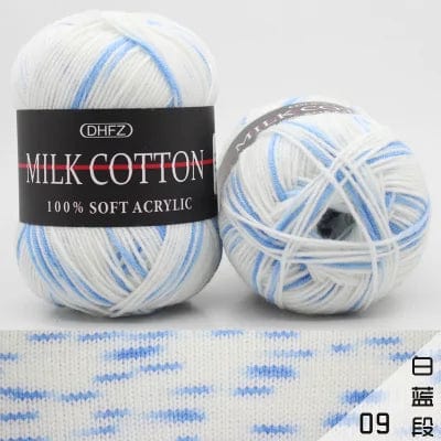 Pretty Colors Cotton Wool Yarn  Pioneer Kitty Market Blue White 110 meters, 