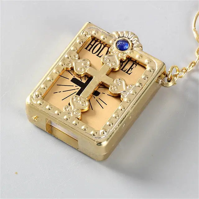 Mini Holy Bible Keychain Book Pendant keychain Pioneer Kitty Market Gold Blue  