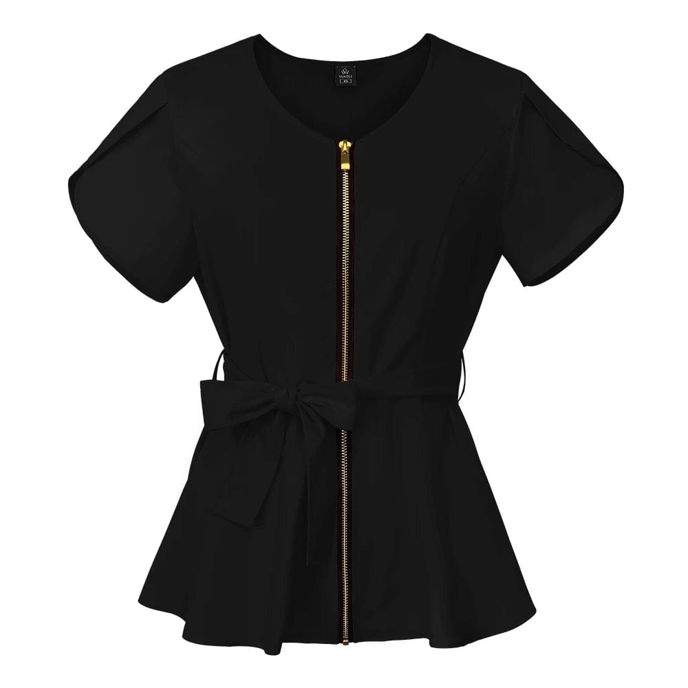 Korean Style Women Workwear Medical Uniform Scrub Tops  Pioneer Kitty Market S Black 
