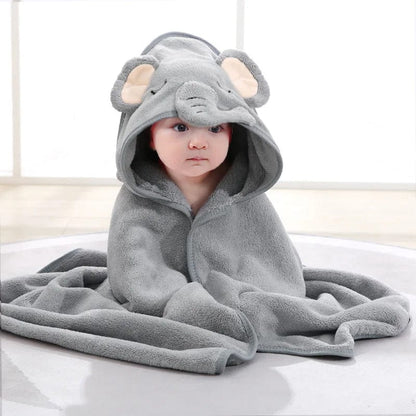 Cartoon Animal Baby Bathrobe Hoodie Towel  Pioneer Kitty Market Gray Elephant  