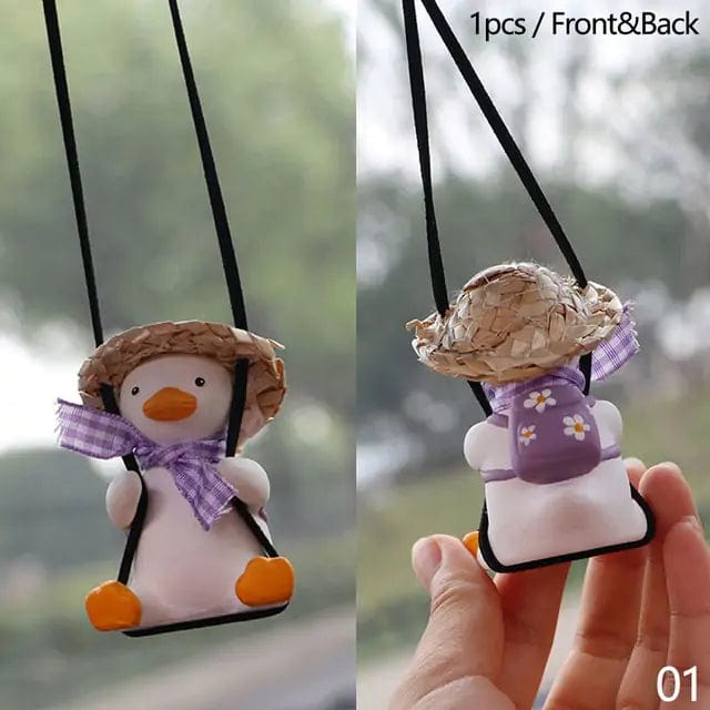 Hanging Car Pendant Cute Swinging Duck Ornament  Pioneer Kitty Market Backpack Duck  