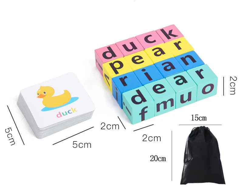 Montessori Learning Education Toy's Letter Spelling Block Flash Cards Game for Kids  Pioneer Kitty Market Spelling Game  