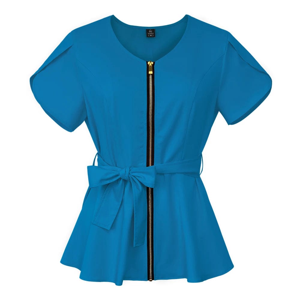 Korean Style Women Workwear Medical Uniform Scrub Tops  Pioneer Kitty Market S Blue 