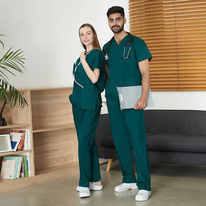 Men's Solid Color Medical Scrub Uniform Set  Pioneer Kitty Market   