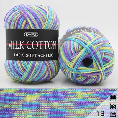 Pretty Colors Cotton Wool Yarn  Pioneer Kitty Market Springy Rainbow 110 meters, 