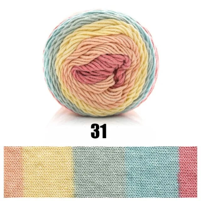 Rainbow Dyed Cotton-Acrylic Yarn  Pioneer Kitty Market   