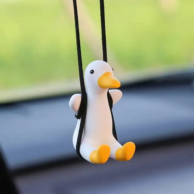Hanging Car Pendant Cute Swinging Duck Ornament  Pioneer Kitty Market White Duck  