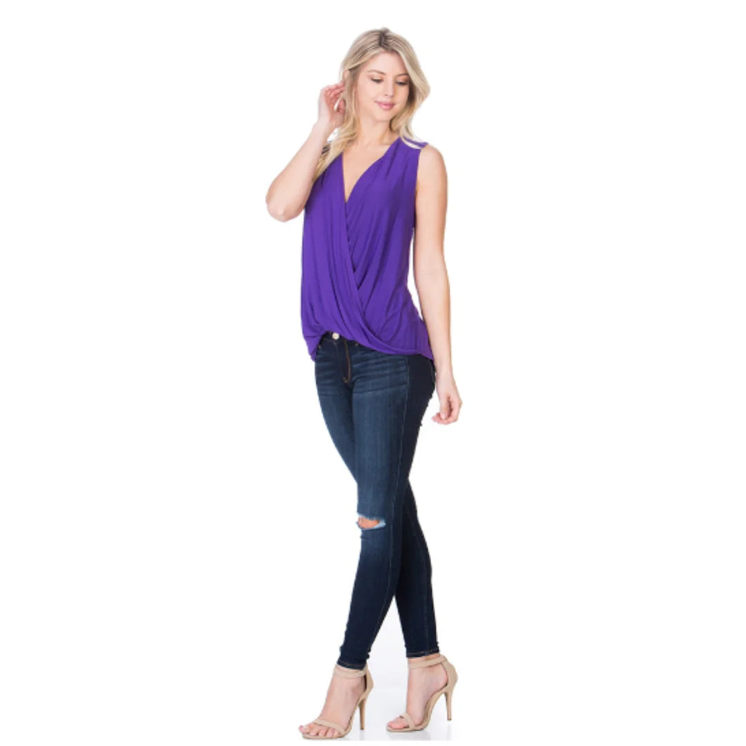 Loose Cross-Fit Purple Sleeveless Blouse Shirts & Tops Pioneer Kitty Market   