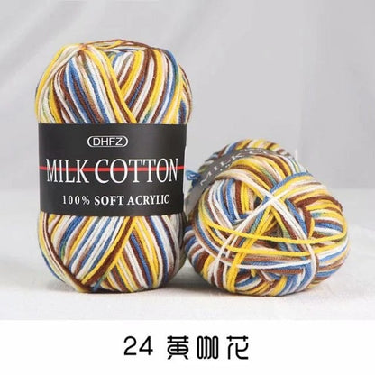 Pretty Colors Cotton Wool Yarn  Pioneer Kitty Market Neutral Rainbow 110 meters, 