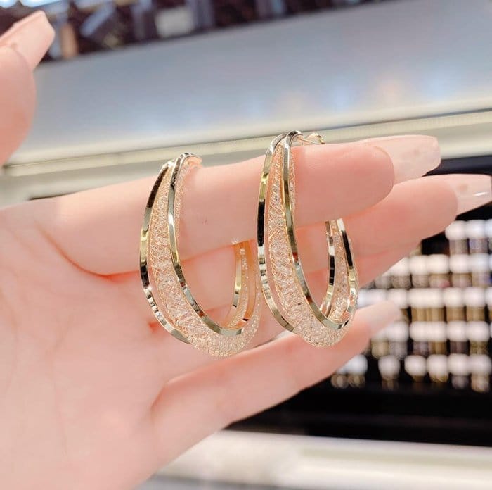 Women's Fashionable Oval Earrings Jewelry Pioneer Kitty Market Gold  