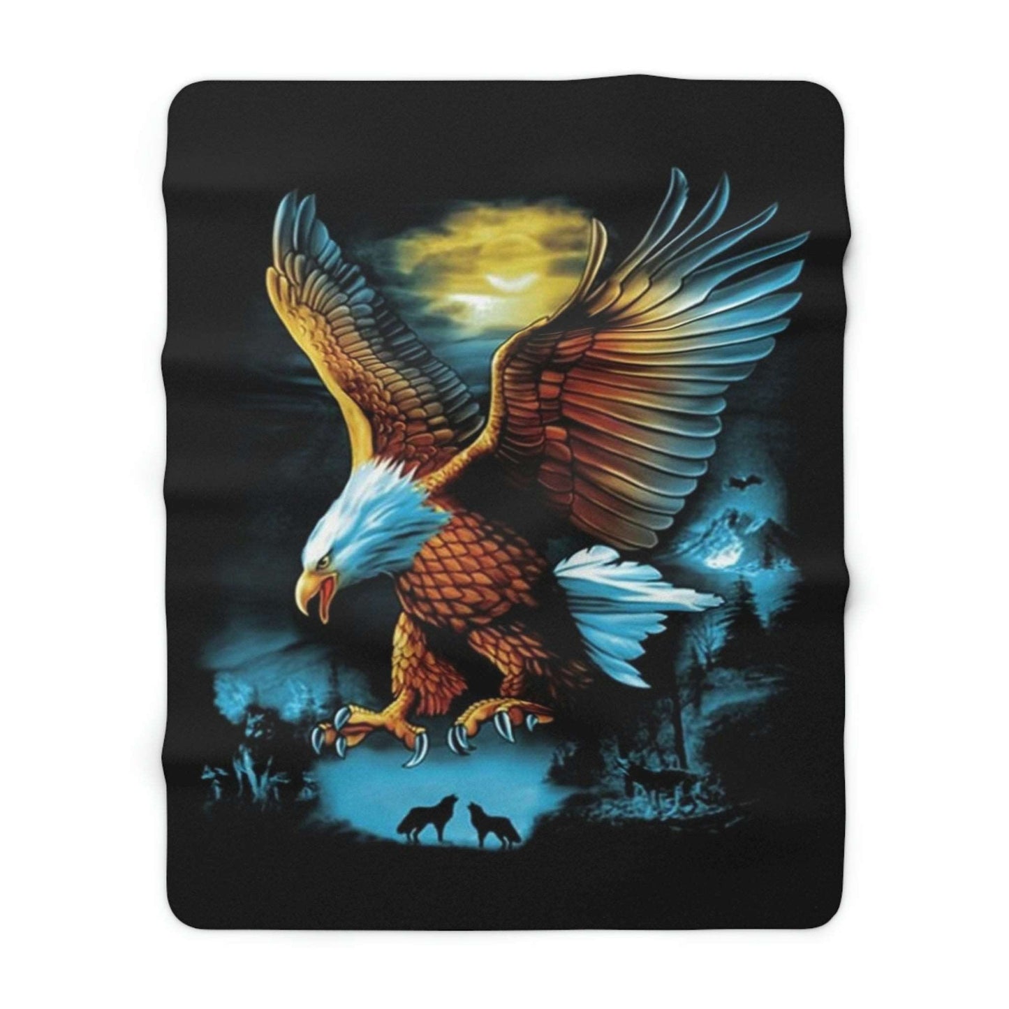 Flying Eagle Sherpa Fleece Blanket Home Decor Printify 60" × 80"  