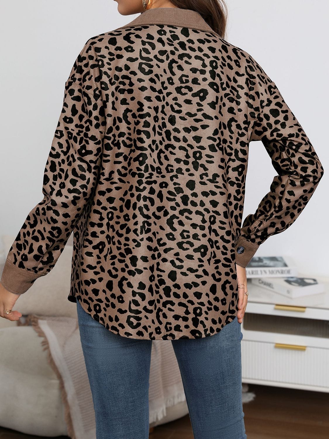 Lady's Leopard Print Buttoned Jacket Jackets Pioneer Kitty Market   