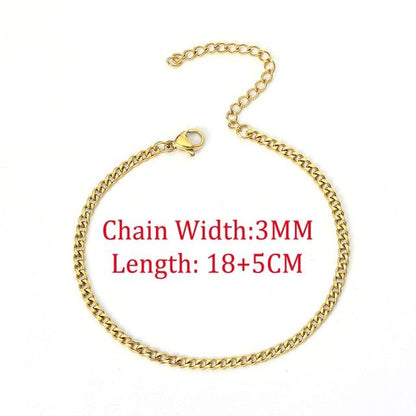 Keep It Simple Men's Cuban Chain Link Bracelet Jewelry Pioneer Kitty Market Gold Color 3MM  