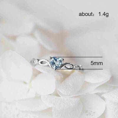 Women's Huitan Simple Heart Ring Jewelry Pioneer Kitty Market Silver Blue 7 