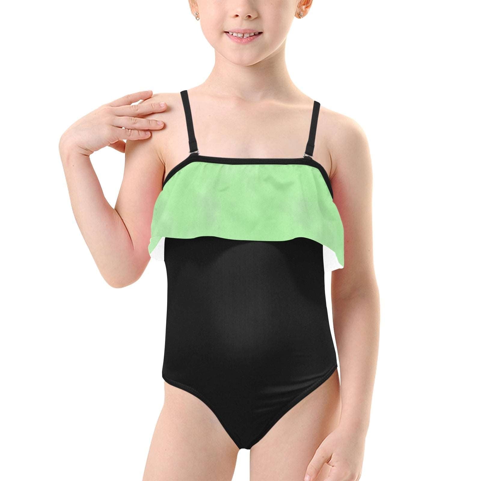 Green Haze Kid's Ruffle Swimsuit Kids Pioneer Kitty Market XS  