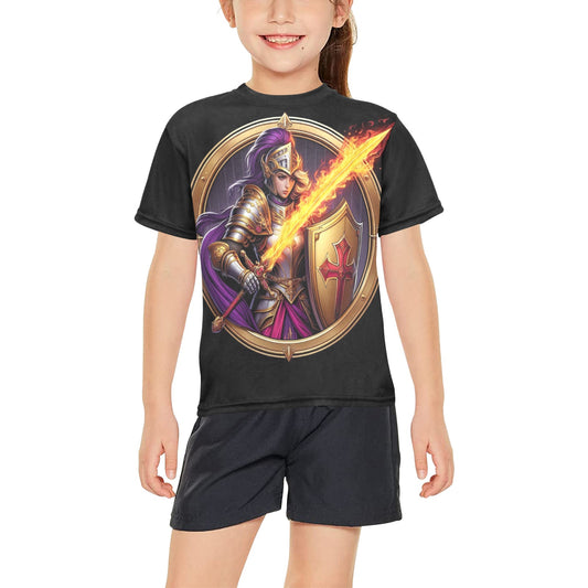 Girl's Bold Templar Knight T-Shirt Shirts & Tops Pioneer Kitty Market Black 14-15Y 