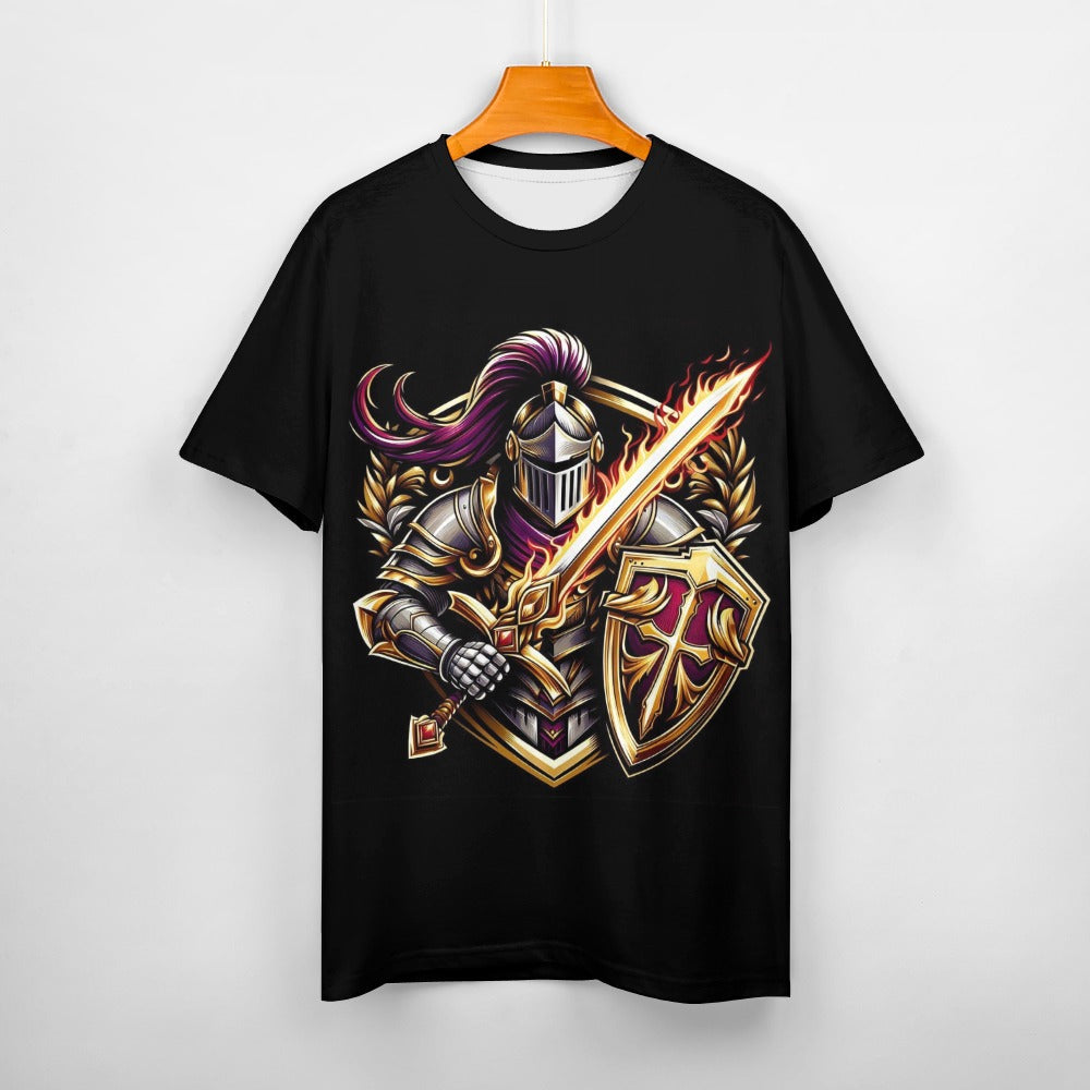 Men's Bold Templar Knight Cotton T-shirt Shirts & Tops Pioneer Kitty Market S Black 