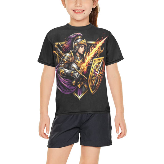 Girl's Bold Templar Warrior T-Shirt Shirts & Tops Pioneer Kitty Market Black 14-15Y 
