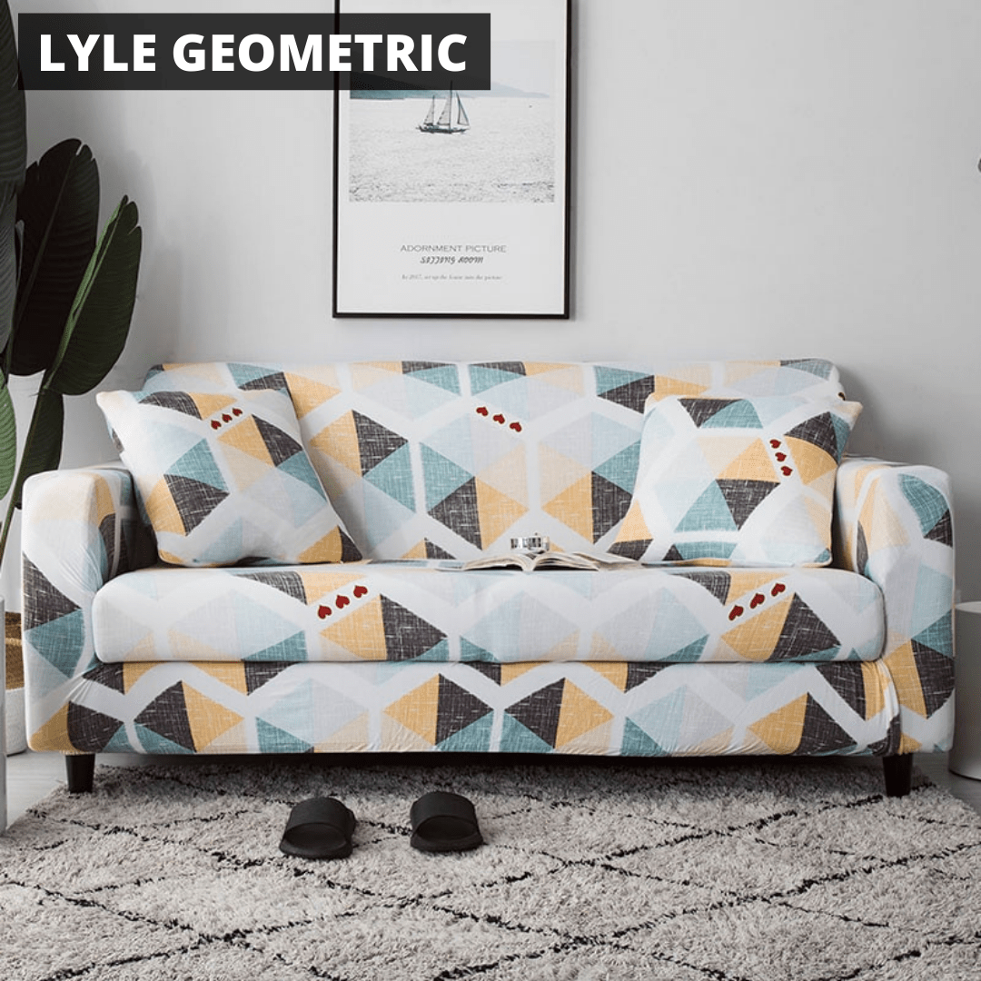 Printworks Stretch Sofa Cover Home Decor Pioneer Kitty Market Lyle Geometric 1-Seater: 90-140cm 