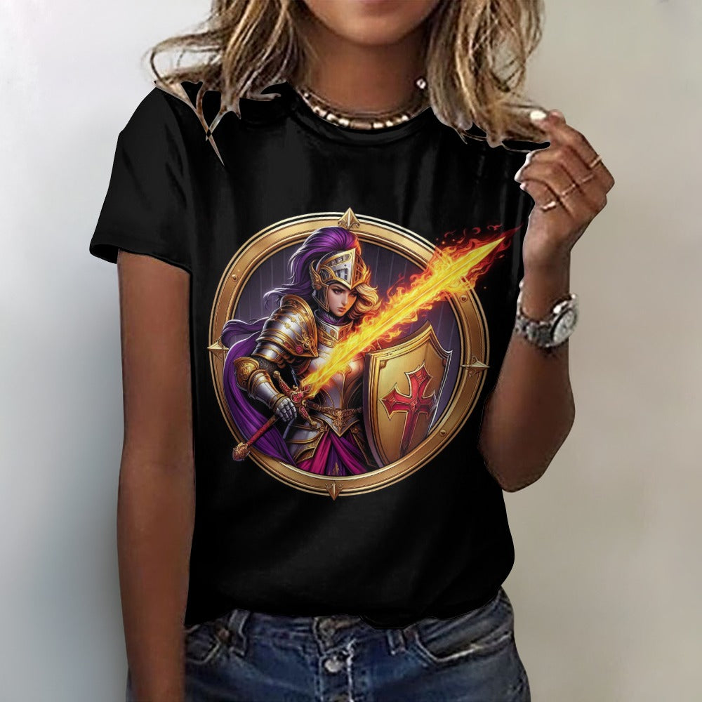 Women's Bold Templar Knight 100% Cotton T-Shirt Shirts & Tops Pioneer Kitty Market   