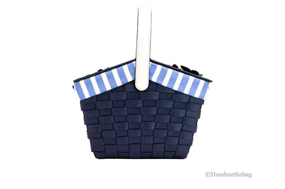 Kate Spade Flutter Fly Navy Blue Leather Picnic Basket Crossbody picnic basket Pioneer Kitty Market   