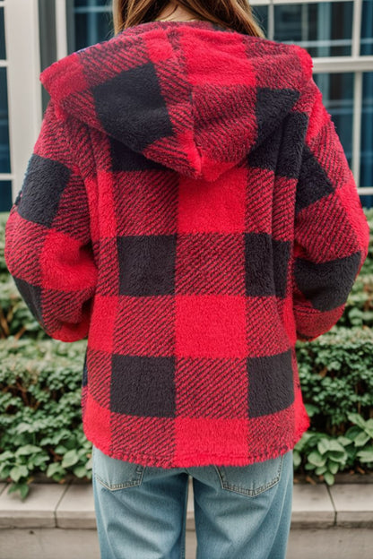 Women's Checker Plaid Long Sleeve Sweater Jacket Jackets Trendsi