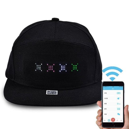 LED Mobile Phone APP Controlled Baseball Cap Hats Pioneer Kitty Market Black  
