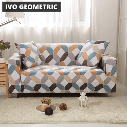 Printworks Stretch Sofa Cover Home Decor Pioneer Kitty Market Ivo Geometric 2 X Pillow Covers (45x45cm) 