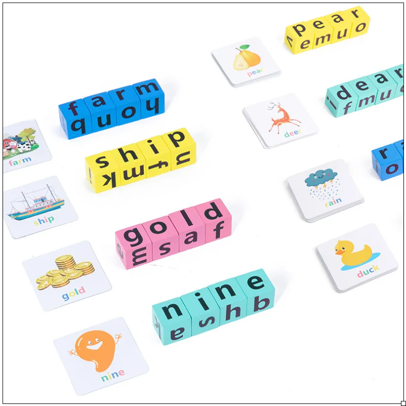 Montessori Learning Education Toy's Letter Spelling Block Flash Cards Game for Kids  Pioneer Kitty Market   