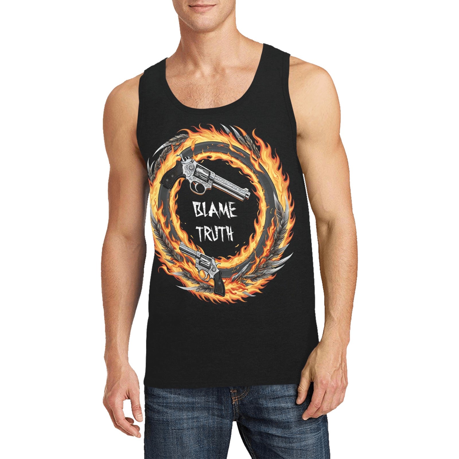 Blame Truth Firing Rockets Tank Top Shirts & Tops Pioneer Kitty Market Black S 