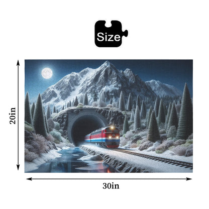 Riding the Train Out of the Tunnel of Darkness 1000-Piece Puzzle  interestprint   